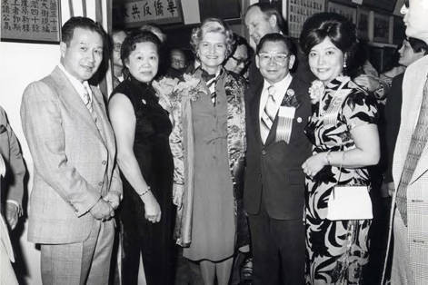 Left to right are: Sherwin Chen, Barbara Wong, First Lady Betty Ford, Poy Wong and Julia Wu