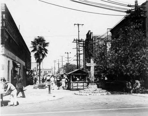 View of Olvera Street from Sunset Blvd. entrance