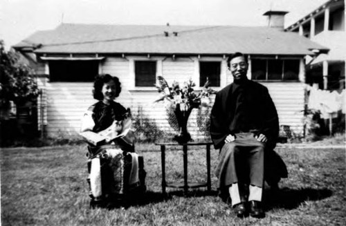 Marian and K.C. in the backyard