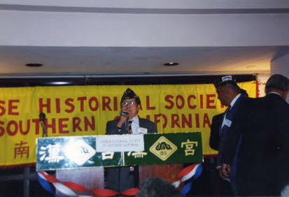 Dr. Julius Sue speaking at the Empress Pavilion for a Chinese Historical Society of Southern California event