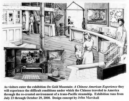 Drawing of what one of the Chinese Museum exhibits will look like. Design concept by John Marshall