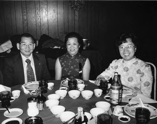 Photograph (from left to right) of Poy Wong, Mrs. Poy Wong and Ruth Leong