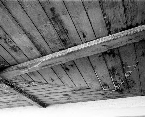 Detail of the interior veranda ceiling on the third floor of the Pico House