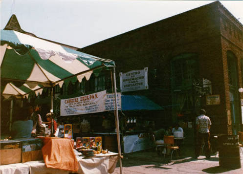 Tents and booths in front of Visitor's Center at the Mexican Chamber of Commerce Fair