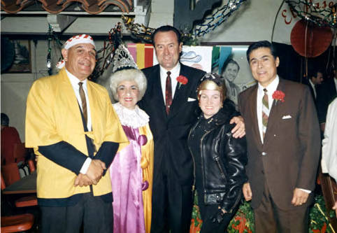 Tom Reddin with people in costume