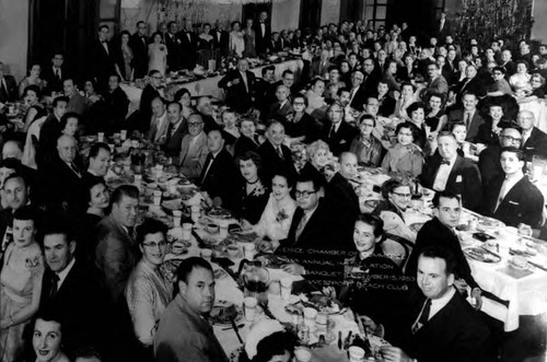 Venice Chamber of Commerce, Annual Installation Banquet, Westport Beach Club. Mr. and Mrs. Chow Hoy are in the picture. (by Weaver Photo Service)