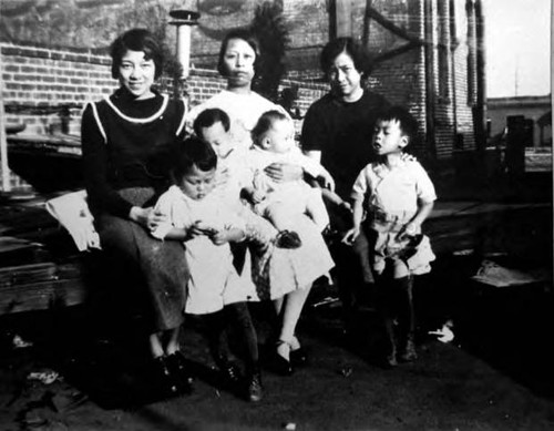 Three women and four children