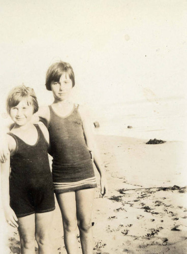 At a Long Beach picnic, two girls are pictured