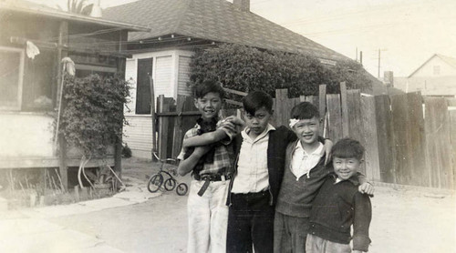 Ronald Siu's seventh birthday, present are Rodney Low, Clifford Yip, Ronald Siu and Gilbert Siu