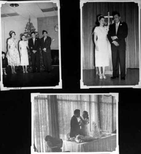 Page of three photos of a wedding