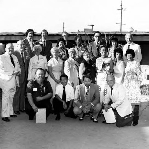 Bicentennial party in Avila Adobe courtyard, dedication of guidebook