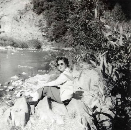 Photo of a woman posed by Eel River Redwood Feat