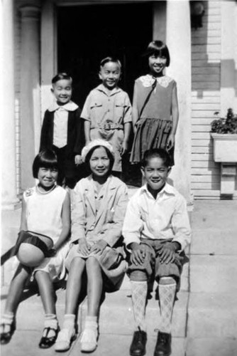 Children of Lung Yep in Malibu: Back row (left to right): John, Walter, and Grace Front row: May, Dorothy, and Joe