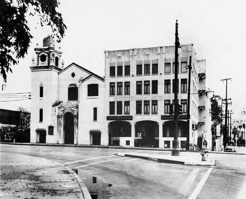 "Latin American House" with Methodist church- view from Union Station