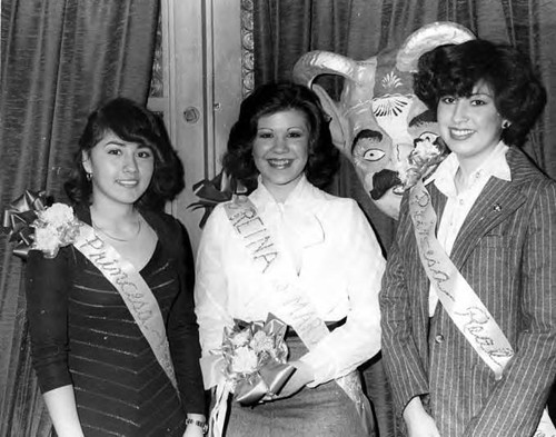 Pat Medina, Maria Elena Barba, Margarita Nunez, part of the Mardi Gras court