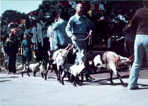 Crowds of people clebrating in the Plaza and on Olvera Street