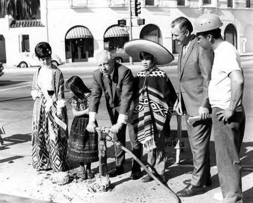 William Probert with group, including Hilda Quevado, at the Sunset Boulevard closing