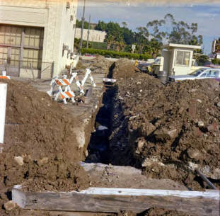 Digging at a parking lot