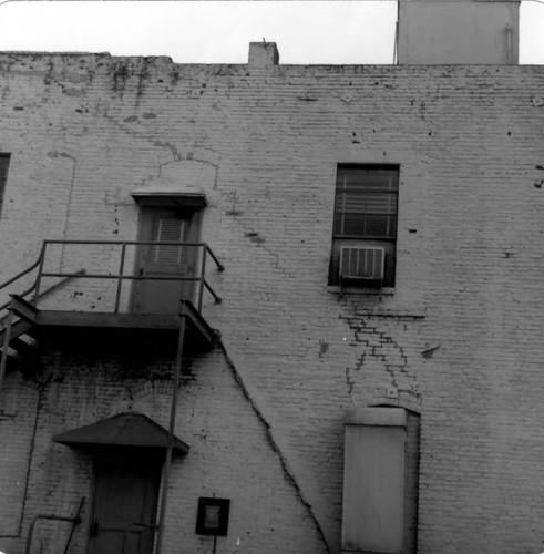 Merced Theater building- photograph taken of side doors of the theater