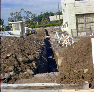 Digging at a parking lot