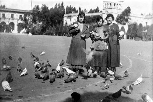 Mrs. George Fong and her two friends visiting from San Francisco in Balboa Park