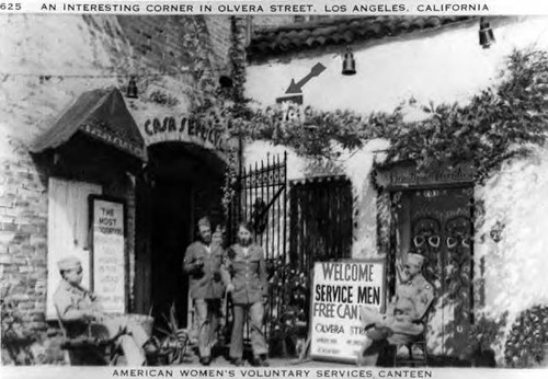 Postcard of the Sepulveda House as a free canteen for service men