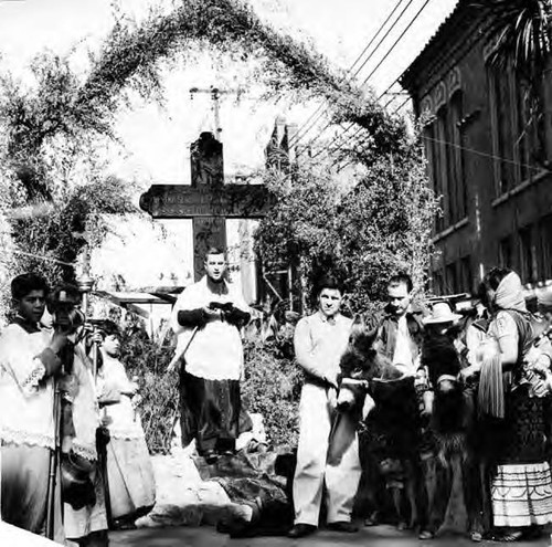 Blessing of the Animals in front of Olvera Street Cross