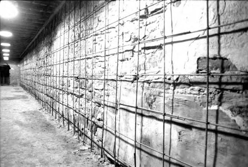 Photograph of the supporting wall for the Pico House