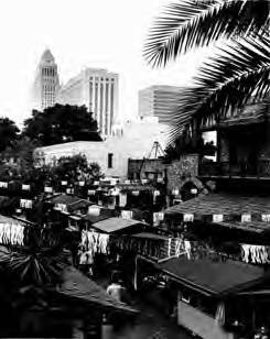 Olvera Street from a top El Paseo looking towards City Hall