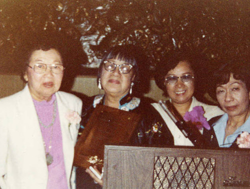 New Life Association's Spring Dinner at the Golden Dragon in Los Angeles. Lily Chan is pictured here receiving an award