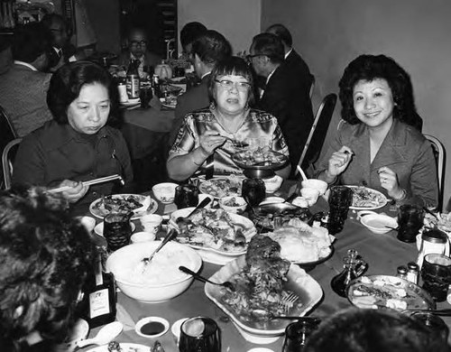 Lily Chan's New Life Association event. From left to right are Mrs. Young and Lily Chan