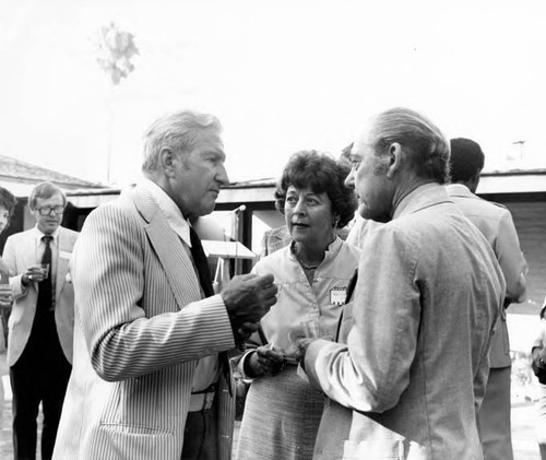 Bicentennial party in Avila Adobe courtyard, dedication of guidebook