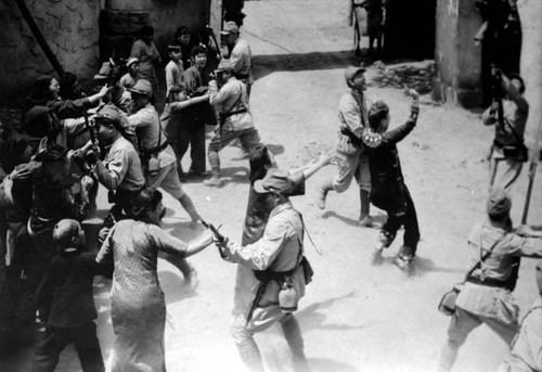 Dorothy Siu in "Beyong Rising Sun" with many Chinese extras. RKO picture