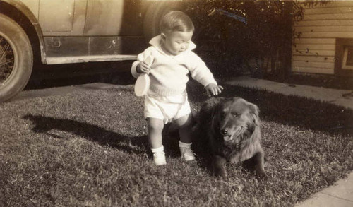 Ronald petting a dog