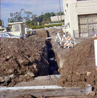 Digging at a parking lot