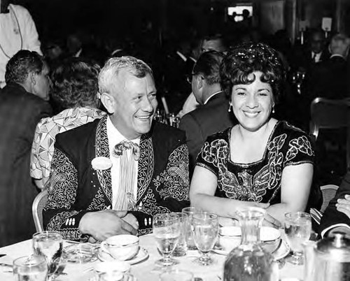 Mario Valadez with his wife Belle at a luncheon in Mexico costume