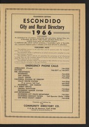 Escondido City and Rural Directory 1966