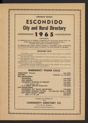 Escondido City and Rural Directory 1965