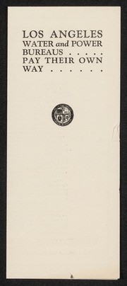 LA Water and Power Pay Their Own Way Brochure, 1928