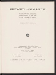 Thirty-Fifth Annual Report of the Board of Water and Power Commissioners of the City of Los Angeles