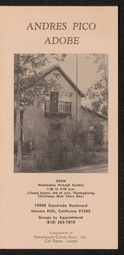 Andres Pico Adobe Brochure