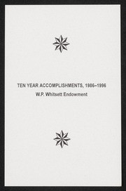 Whitsett Endowment: Ten Year Accomplishments, 1986-1996