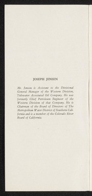 Importance of Water to Industry in Southern California, by Joseph Jensen, 1954
