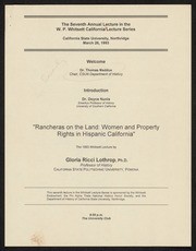 Whitsett California Lecture Series, Rancheros of the Land, 1993