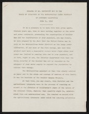 Remarks by Mr. Ely to the Board, Metro Water District - Draught, 1946