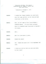 Mrs. Elna Wenzel, Oral History; Tape 1
