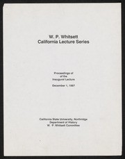 Whitsett California Lecture Series, Proceedings, December 1, 1987