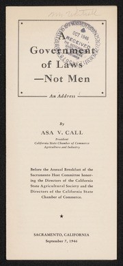 A Government of Laws - Not Men Brochure, California Chamber of Commerce