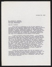 Letter from Joseph Jensen, Metro Water Dist - W. P. Whitsett to be honored, 1953