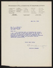 Mission Playhouse Correspondence to W. P. Whitsett, 1928